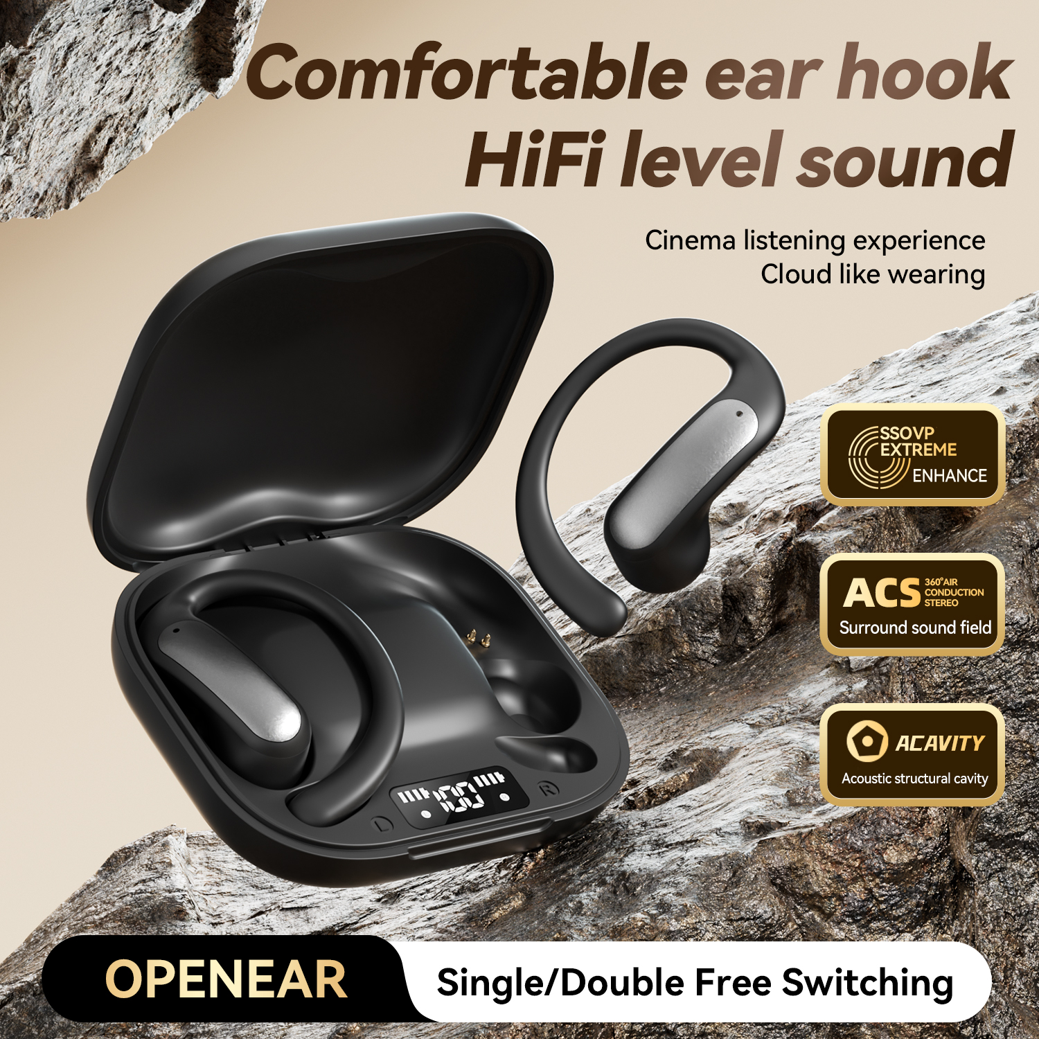 Earthsong Open-Ear Wireless Earbuds with Zero Latency Model#M140
