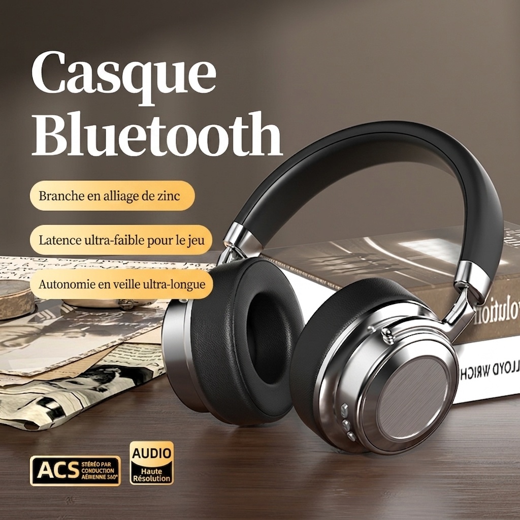 Casque sans fil CR-9 Bluetooth 6.0 avec audio haute résolution