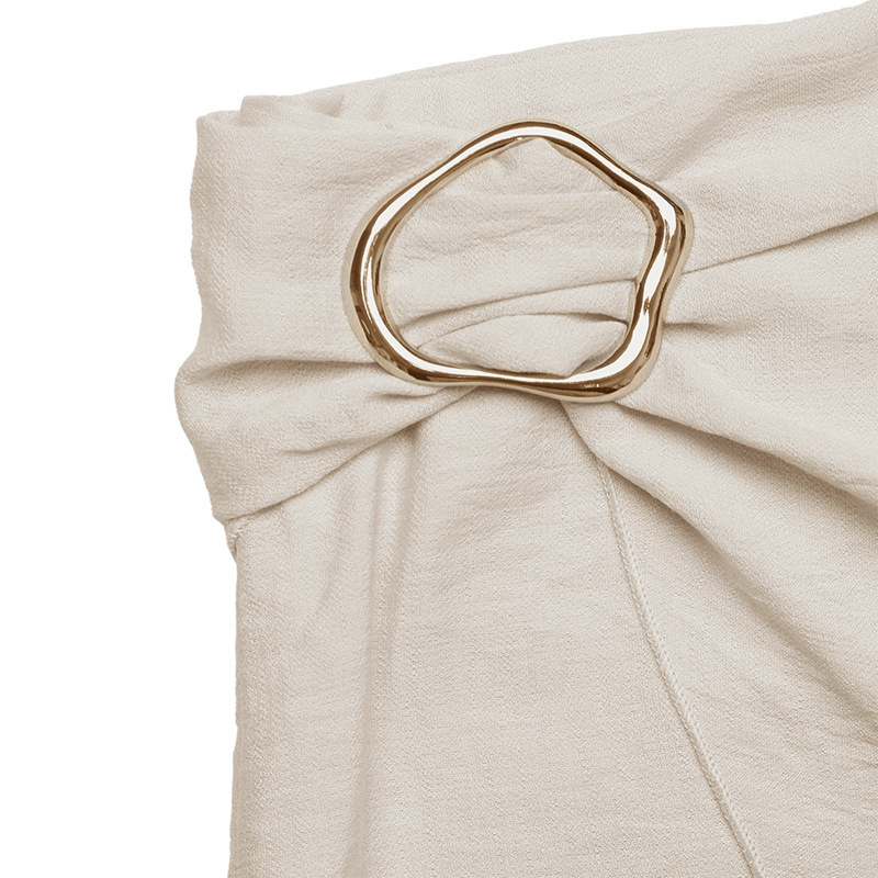 Jupe portefeuille mini beige à boucle - Chic et décontractée