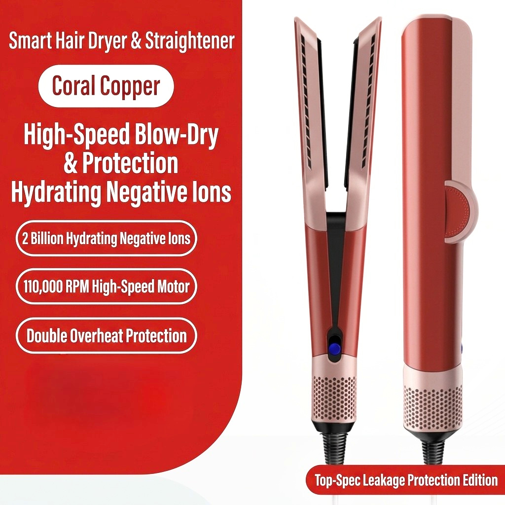 2-in-1 Ionic Hair Dryer and Straightener with Intelligent Temp Control