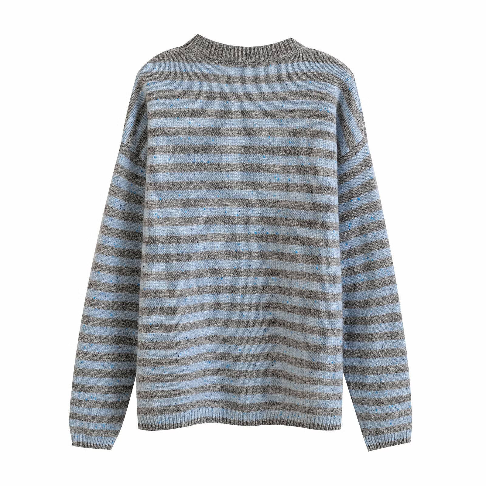 Striped Sweater - Women's Colorful Crewneck Pullover KUN-00018