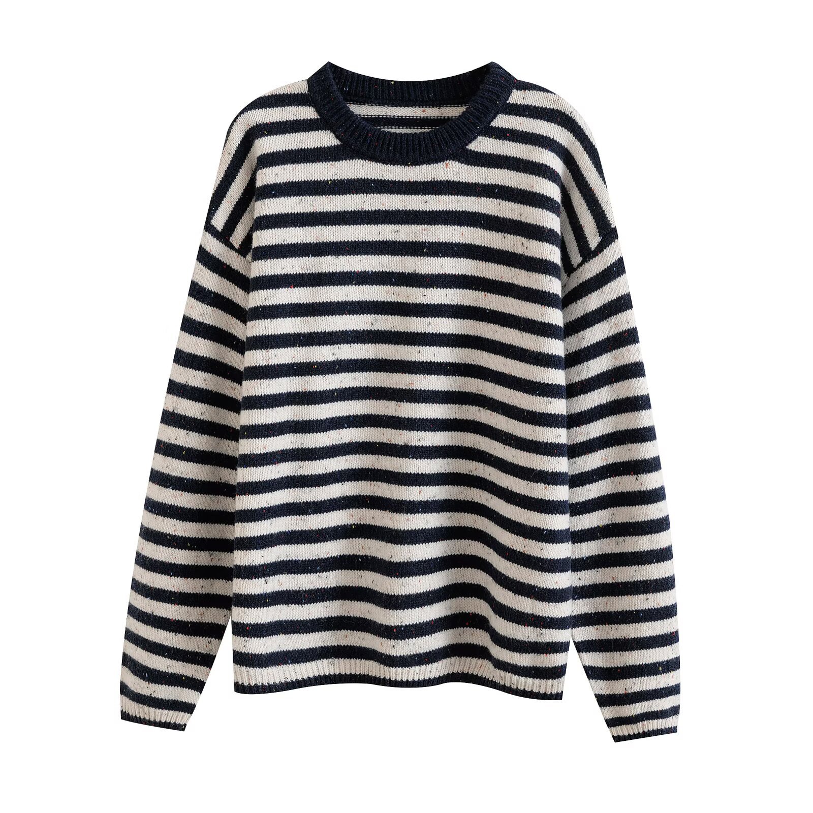 Striped Sweater - Women's Colorful Crewneck Pullover KUN-00018