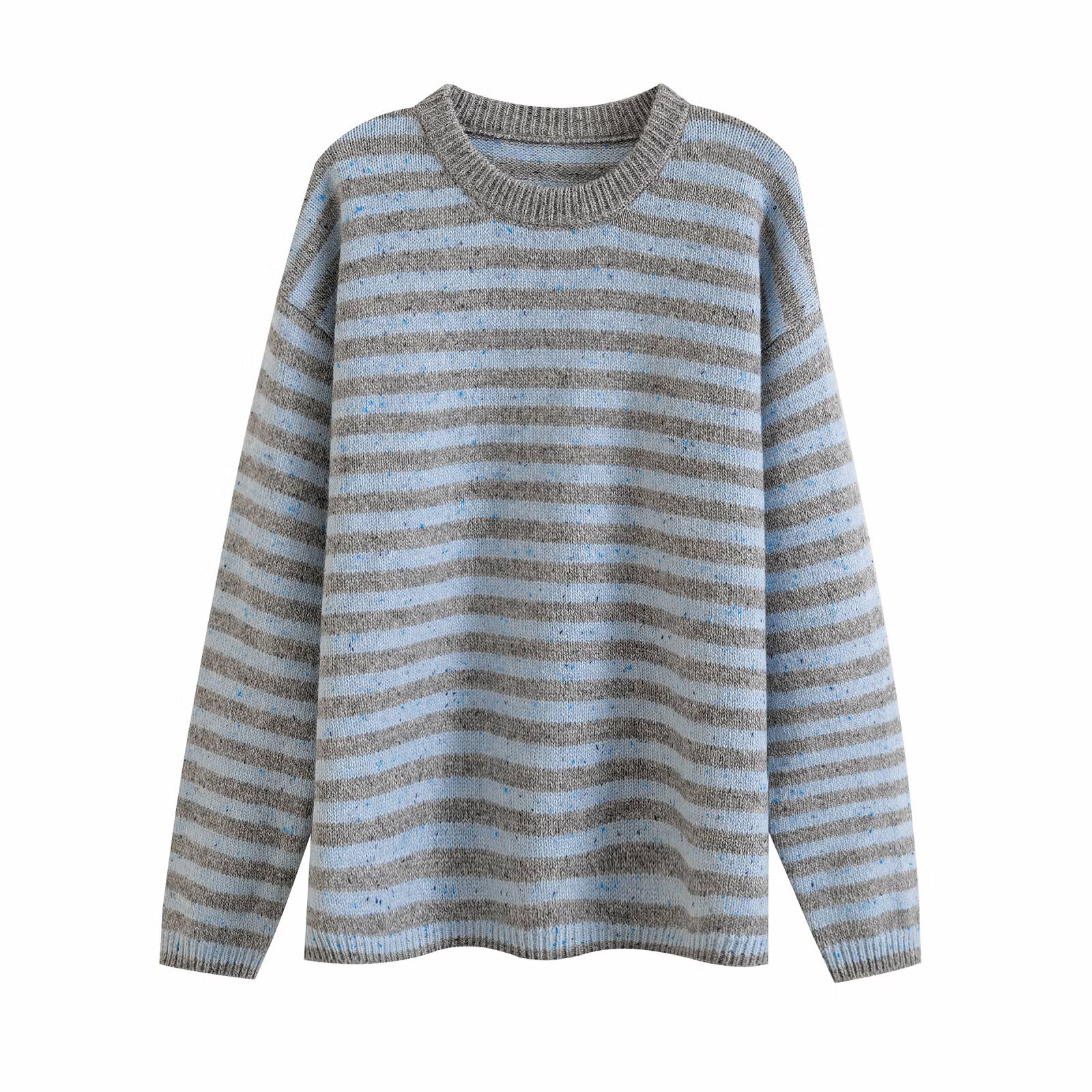 Striped Sweater - Women's Colorful Crewneck Pullover KUN-00018