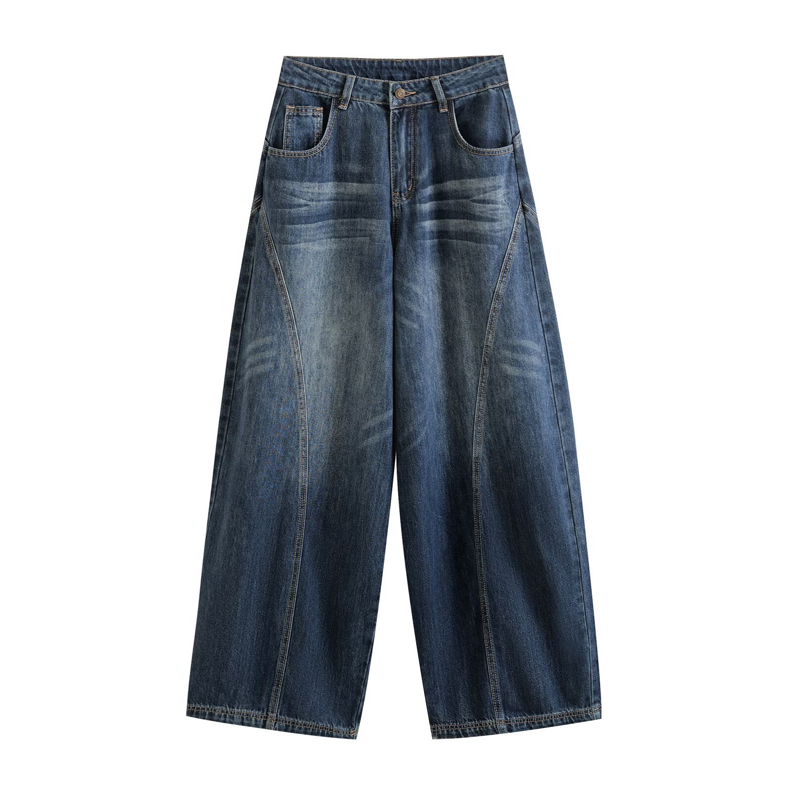 Women's Wide Leg Pants Patchwork Loose Fit KUN-00018