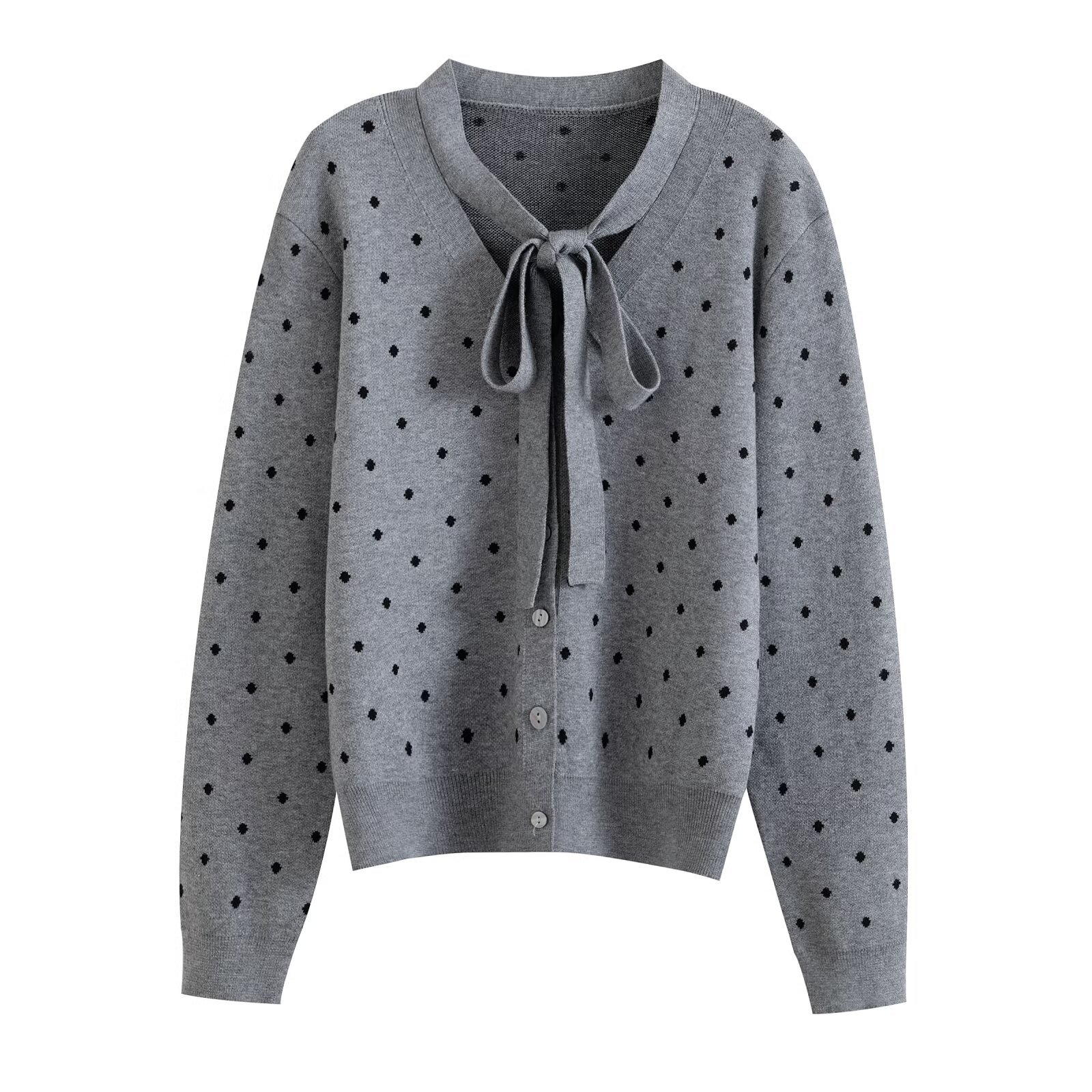 Women's Polka Dot Cardigan - Trendy Casual Knit KUN-00048