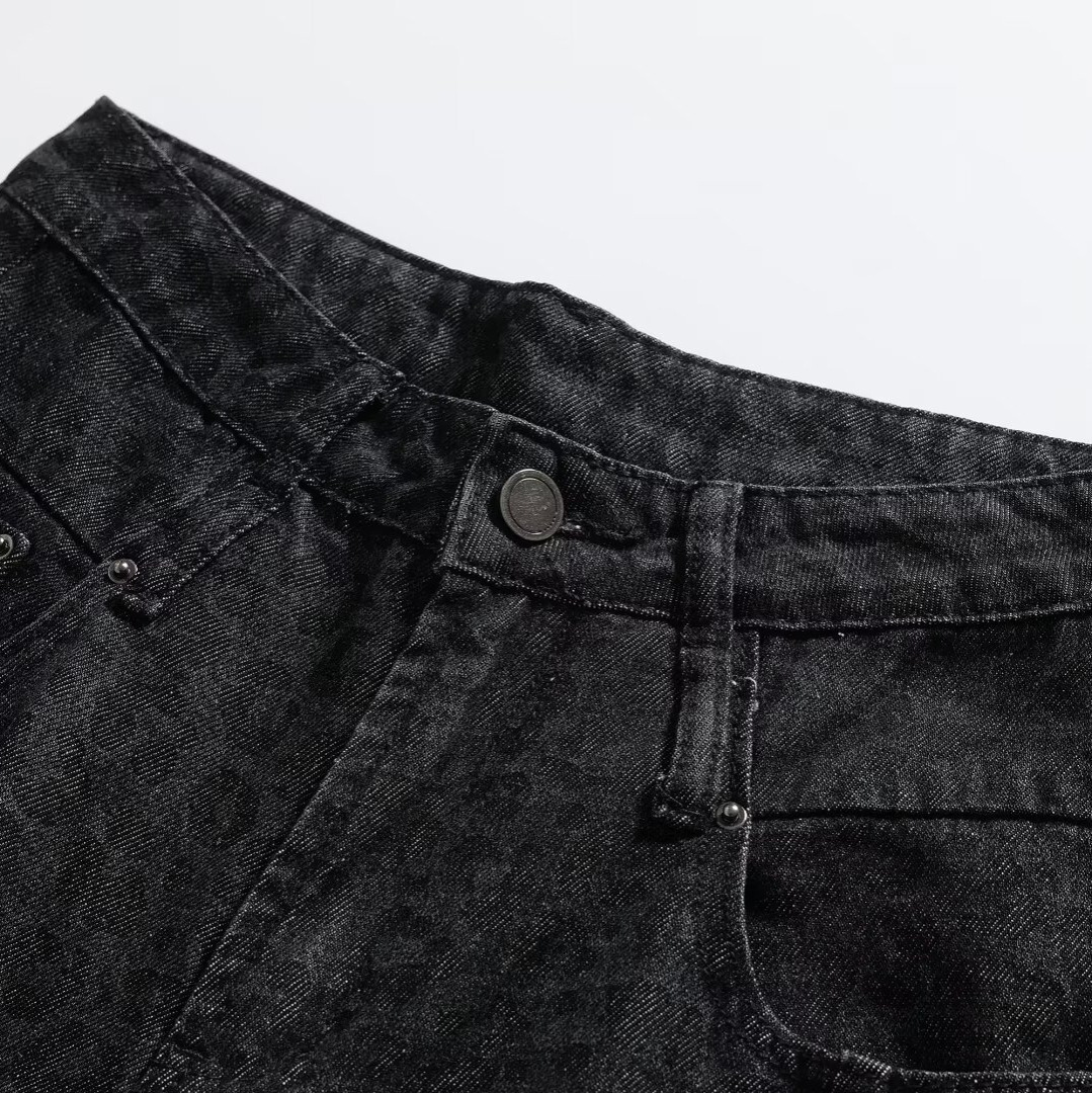 Denim Jeans Classic Leopard Print Fashion Women's Pants KUN-00002