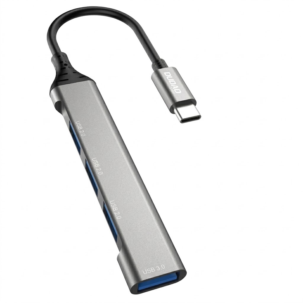 4-in-1 USB C Hub Adapter with 1x USB 3.0 & 3x USB 2.0 Ports, Aluminum Alloy Casing for High-Speed Transfer