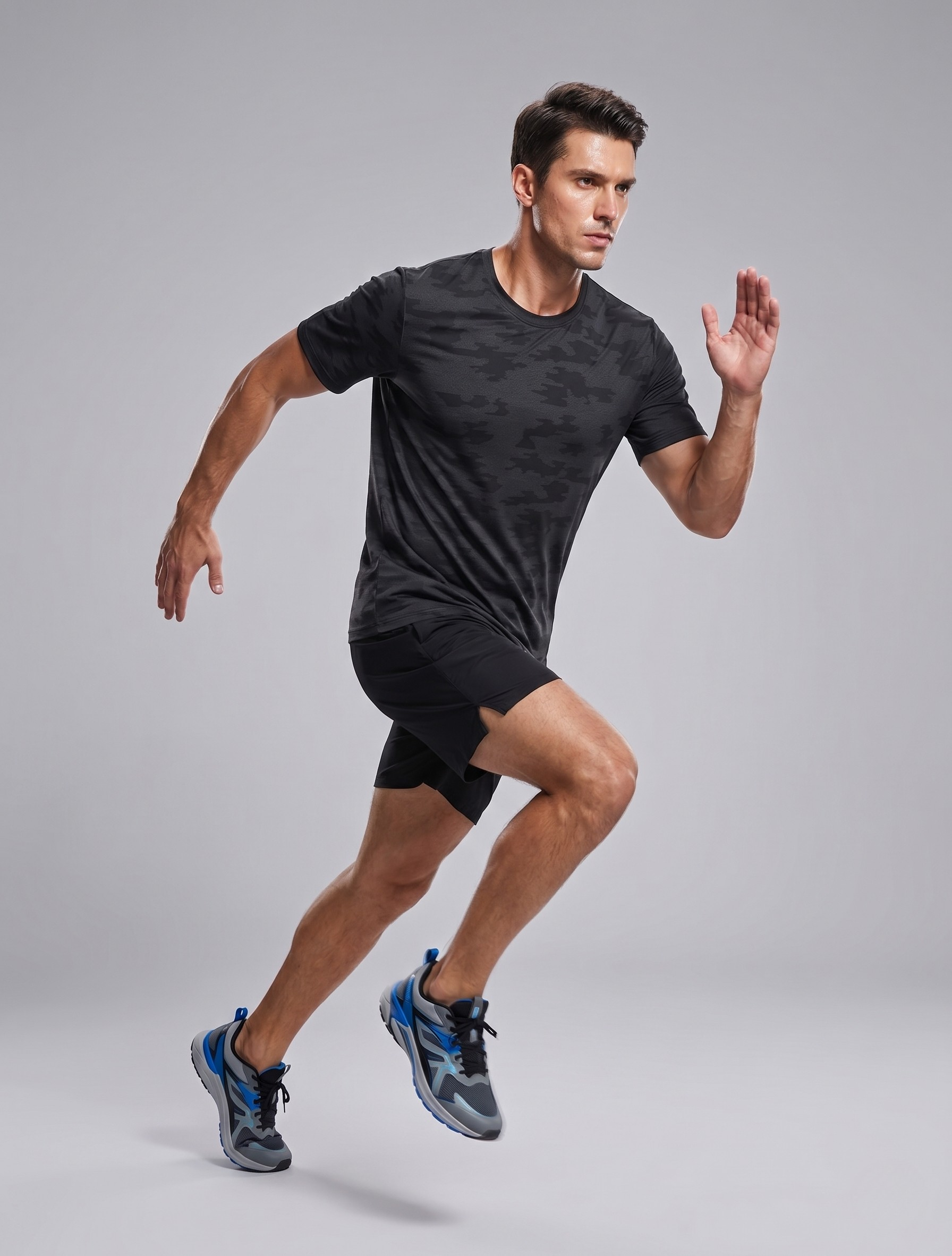 T-shirt camouflage en soie glacée à séchage rapide pour homme - Respirant