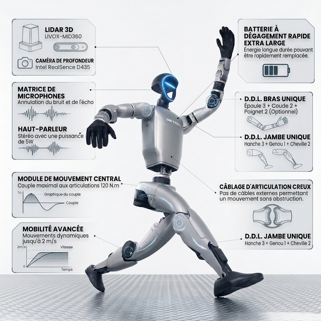 Robot humanoïde basique Unitree G1 1,3 m 35 kg #41200004