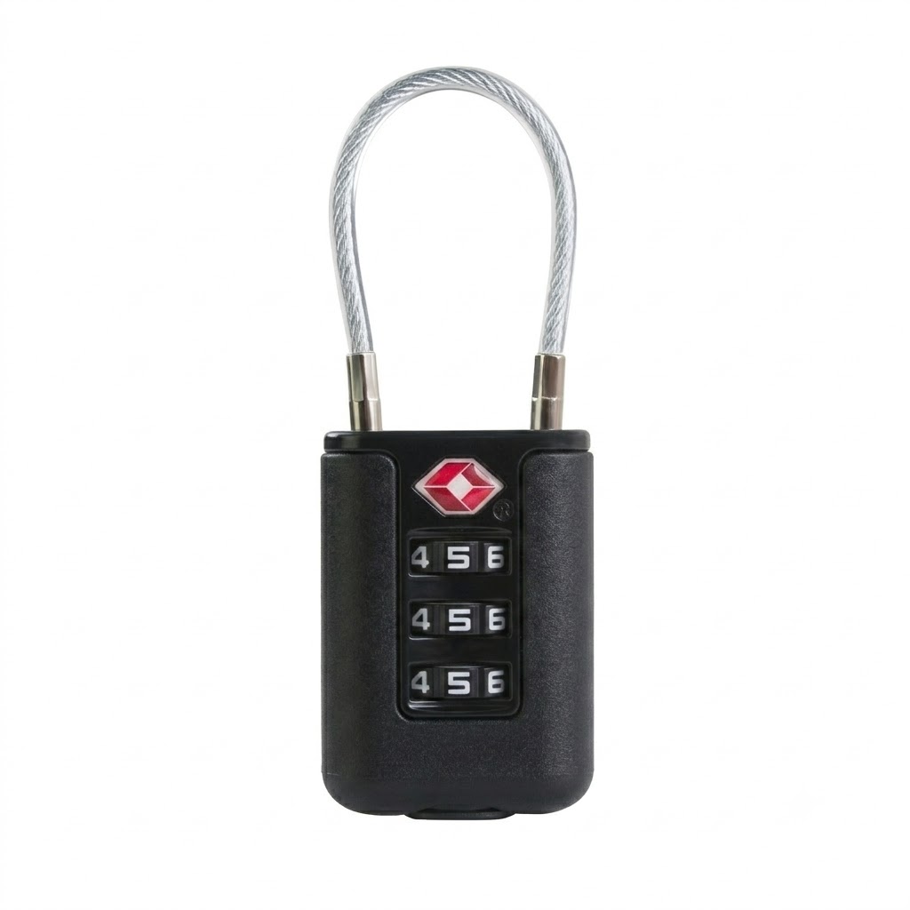 Lightweight TSA Approved 3-Dial Combination Travel Lock, Rust-Resistant Steel Wire Shackle, Resettable Security Padlock for Luggage, Backpack