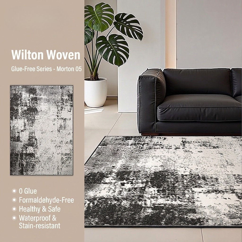 Modern Abstract Wool Blend Area Rug - Waterproof & Anti-Bacterial