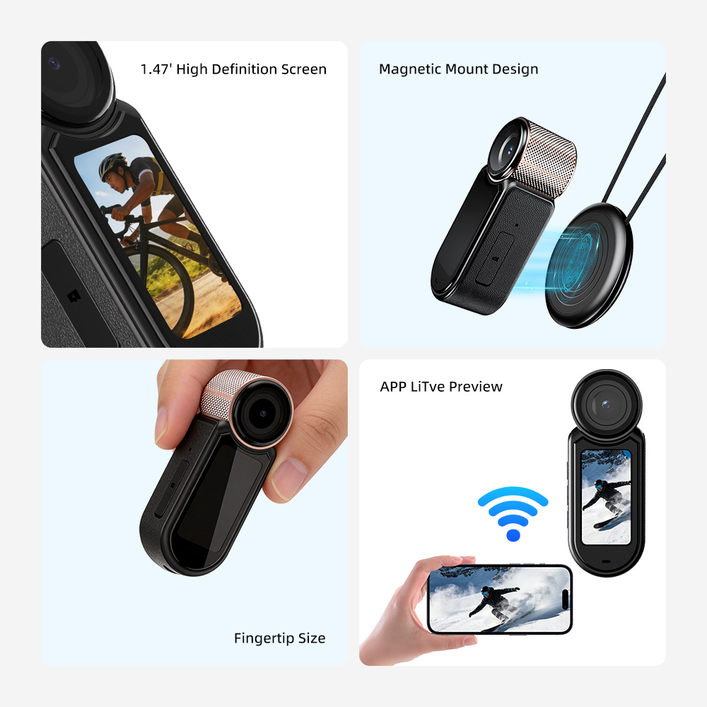 2.7K Wearable Magnetic Action Camera - Portable Vlog Cam