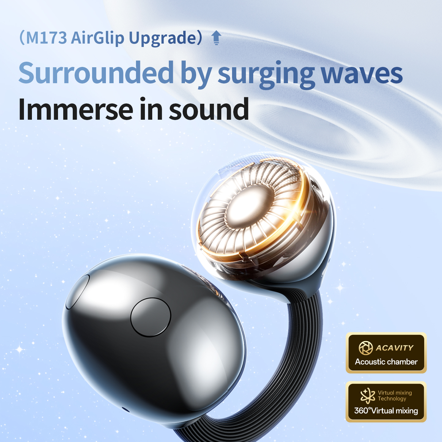 M173 AirGlip Wireless Open-Ear Earbuds - 42H Battery Life Model#M173