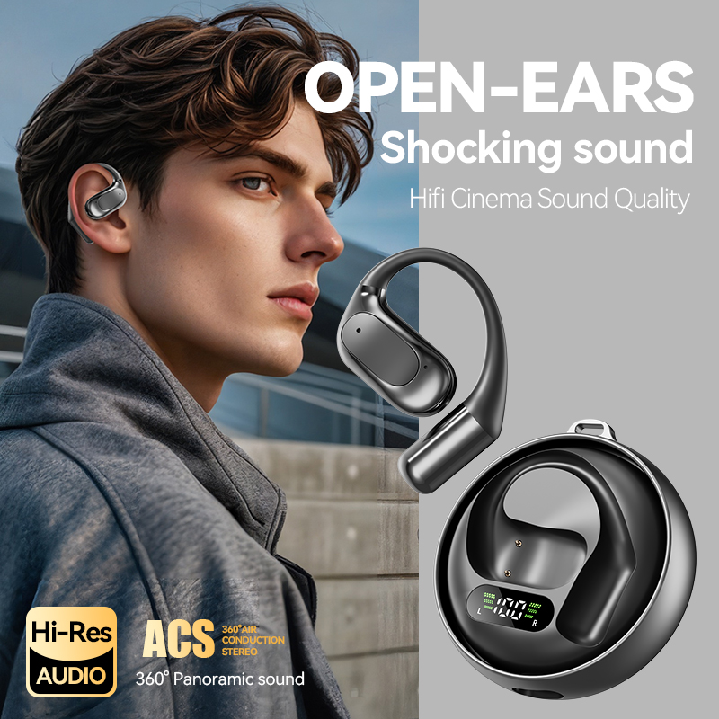 Open-Ear Wireless Bluetooth Earbuds with LED Charging Case Model#M114