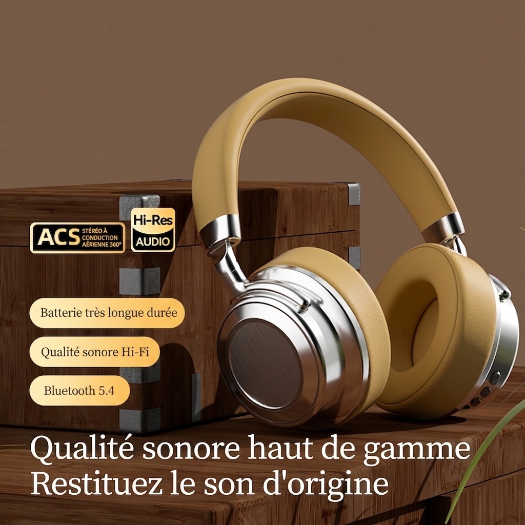 Casque sans fil CR-9 Bluetooth 6.0 avec audio haute résolution