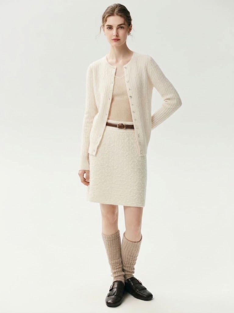 Cashmere Women's Textured Knit Mini A-Line Skirt