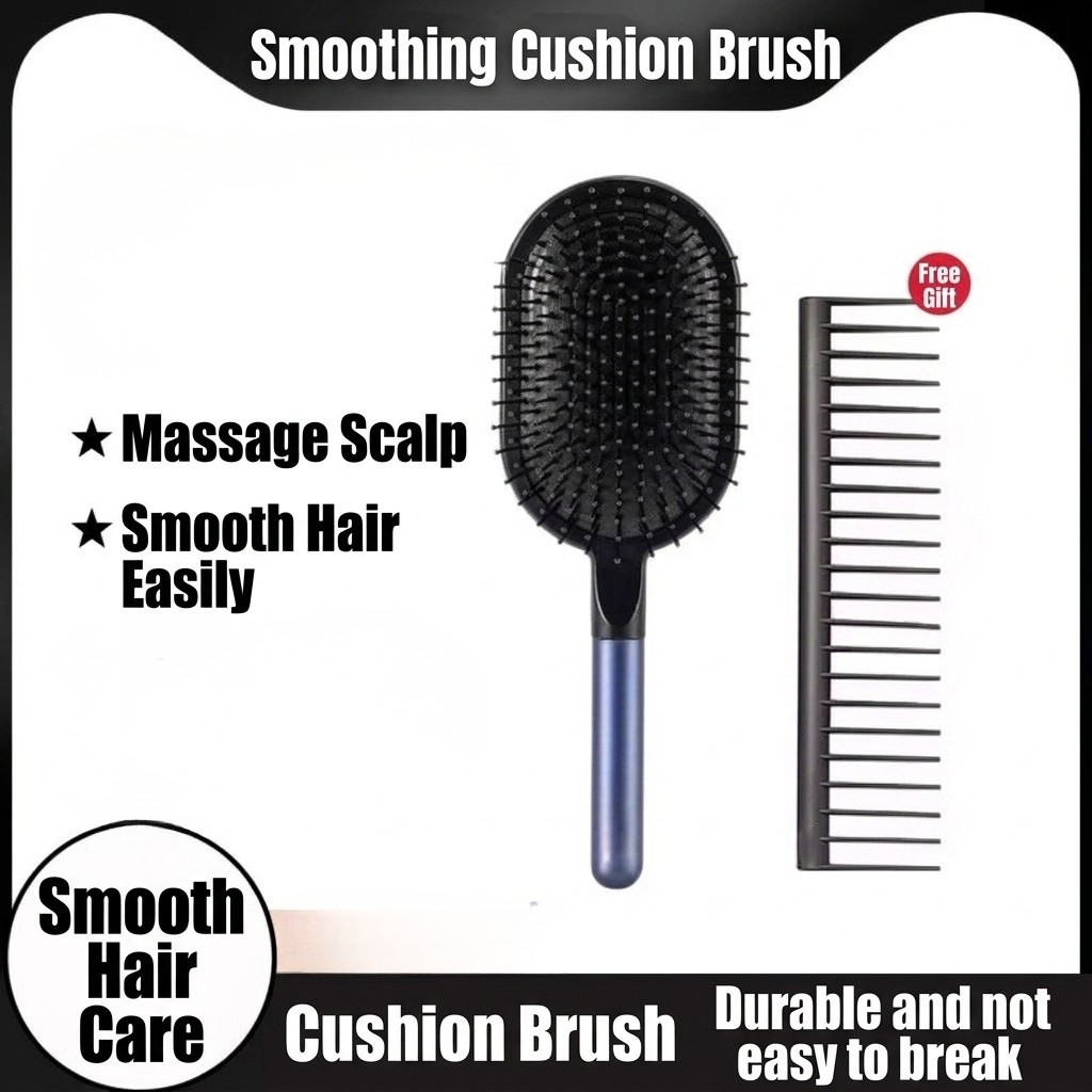 Scalp Massaging Paddle Hair Brush and Detangling Comb 2-Piece Set
