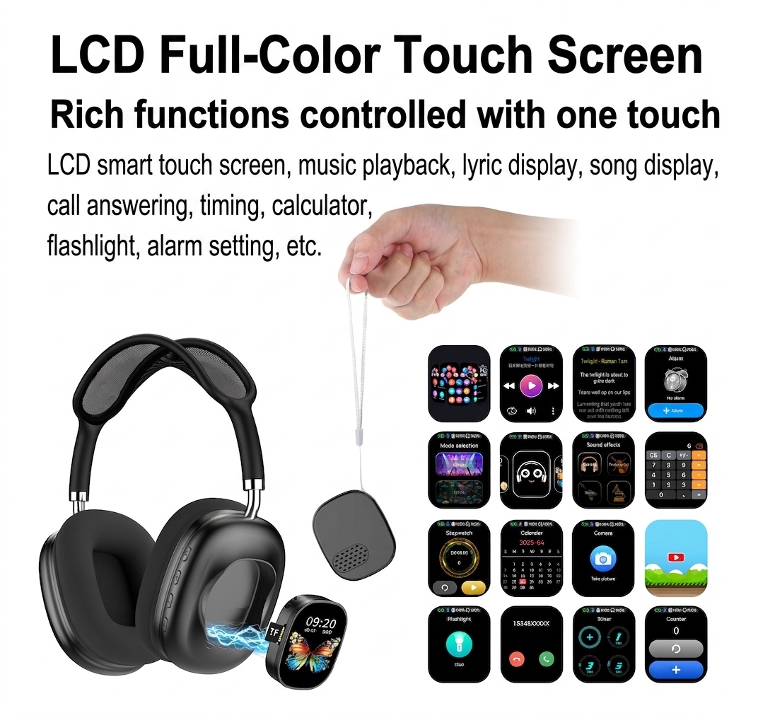 Touchscreen Wireless Bluetooth Headphones - Long Battery Life - AKZMAX800