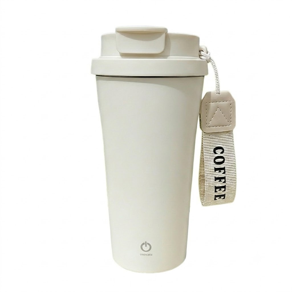 Automatischer 400-ml-Kaffeebecher mit Rührfunktion und intelligenter Temperaturanzeige, Edelstahl 304, wiederaufladbar über USB-C, 30 Tage Standby-Zeit