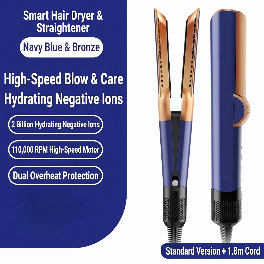 2-in-1 Ionic Hair Dryer and Straightener with Intelligent Temp Control