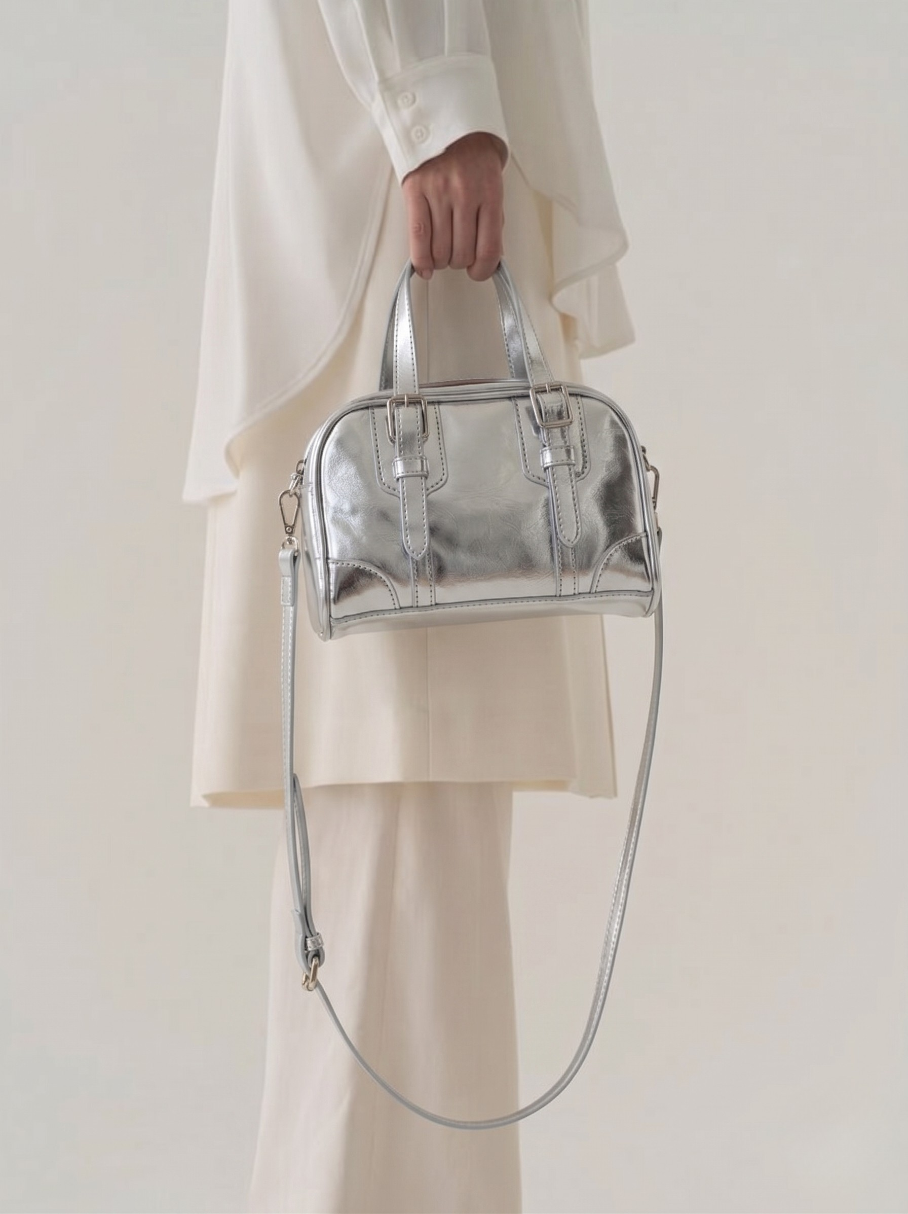 Vintage Buckle Mini Satchel Crossbody Bag