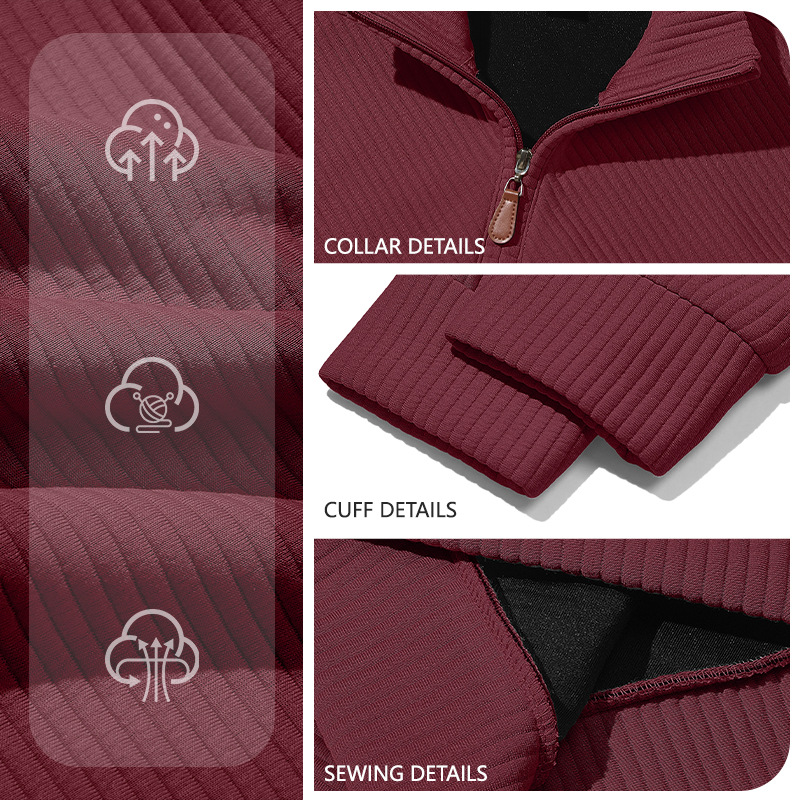 Felpa da uomo in twill jacquard a maniche lunghe, casual e sportiva NDF-00044