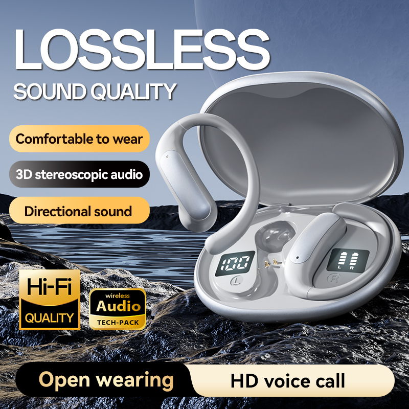 Open-Ear Wireless Bluetooth 5.4 Earbuds with LED Power Display Model#M134