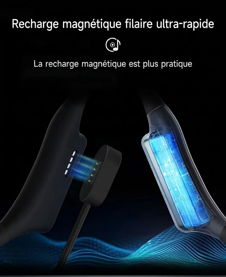 Écouteurs de sport à conduction osseuse étanches IPX8 avec lecteur MP3 de 32 Go