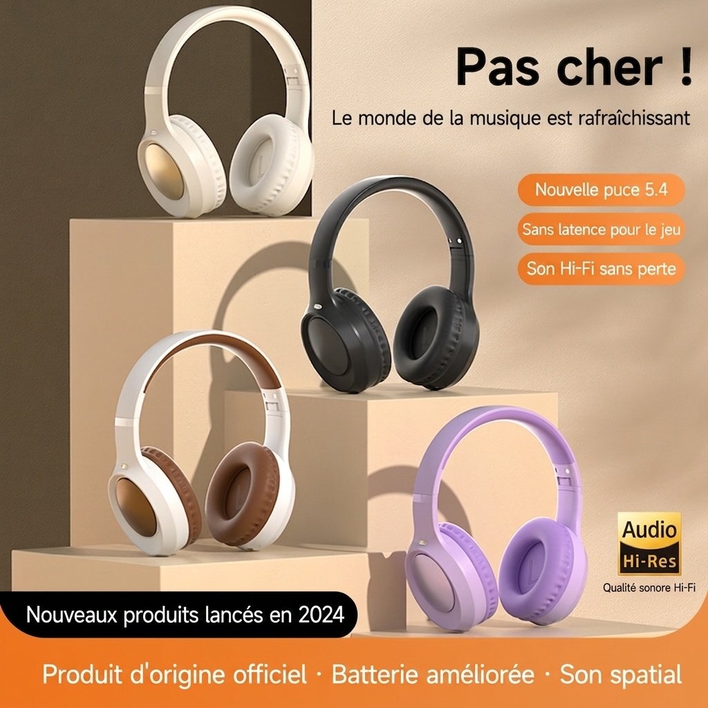 Casque sans fil Bluetooth 6.0 | Audio haute résolution et autonomie de 15 h