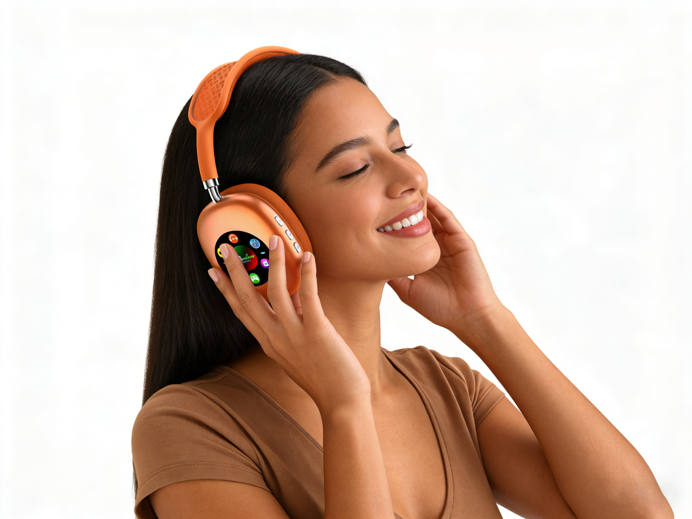 RGB Digital Display Screen Wireless Bluetooth Headphones - AKZ615B