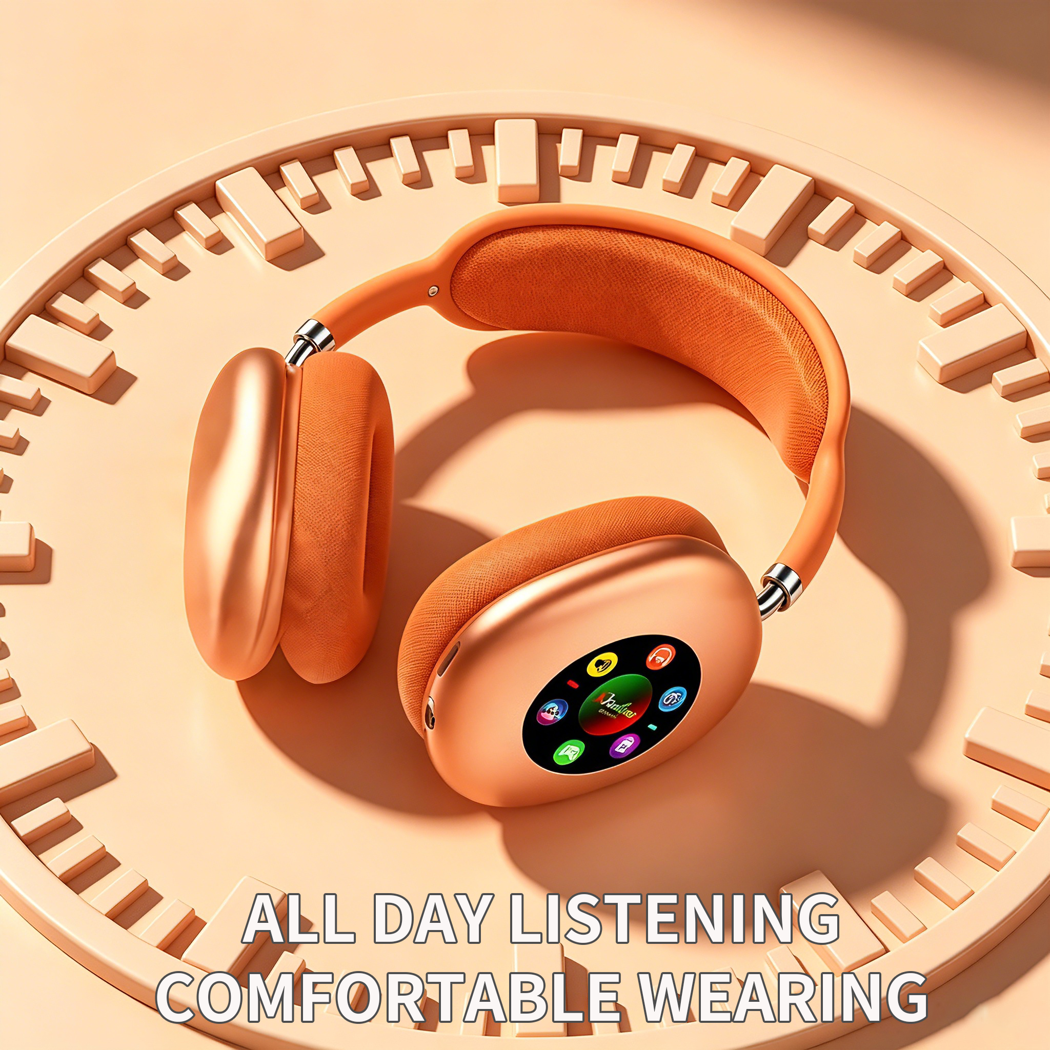 RGB Digital Display Screen Wireless Bluetooth Headphones - AKZ615B