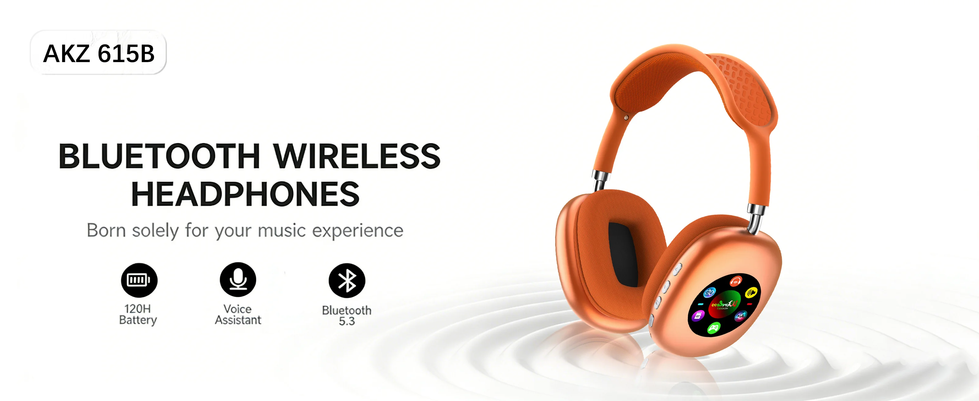 Casque sans fil Bluetooth avec écran numérique RGB - AKZ615B