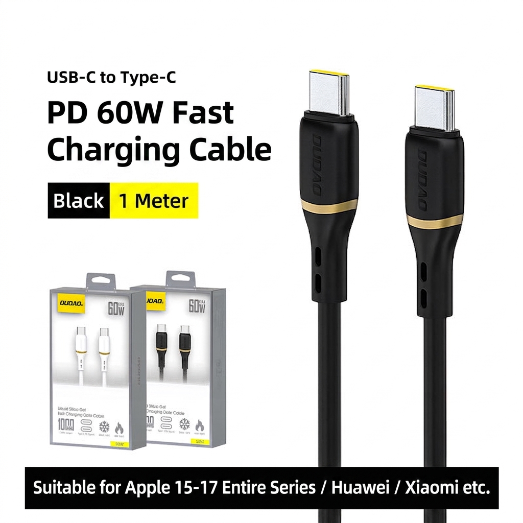 100W PD Fast Charge Braided USB-C to Lightning Data Cable, 480Mbps Transfer, 23cm, Black