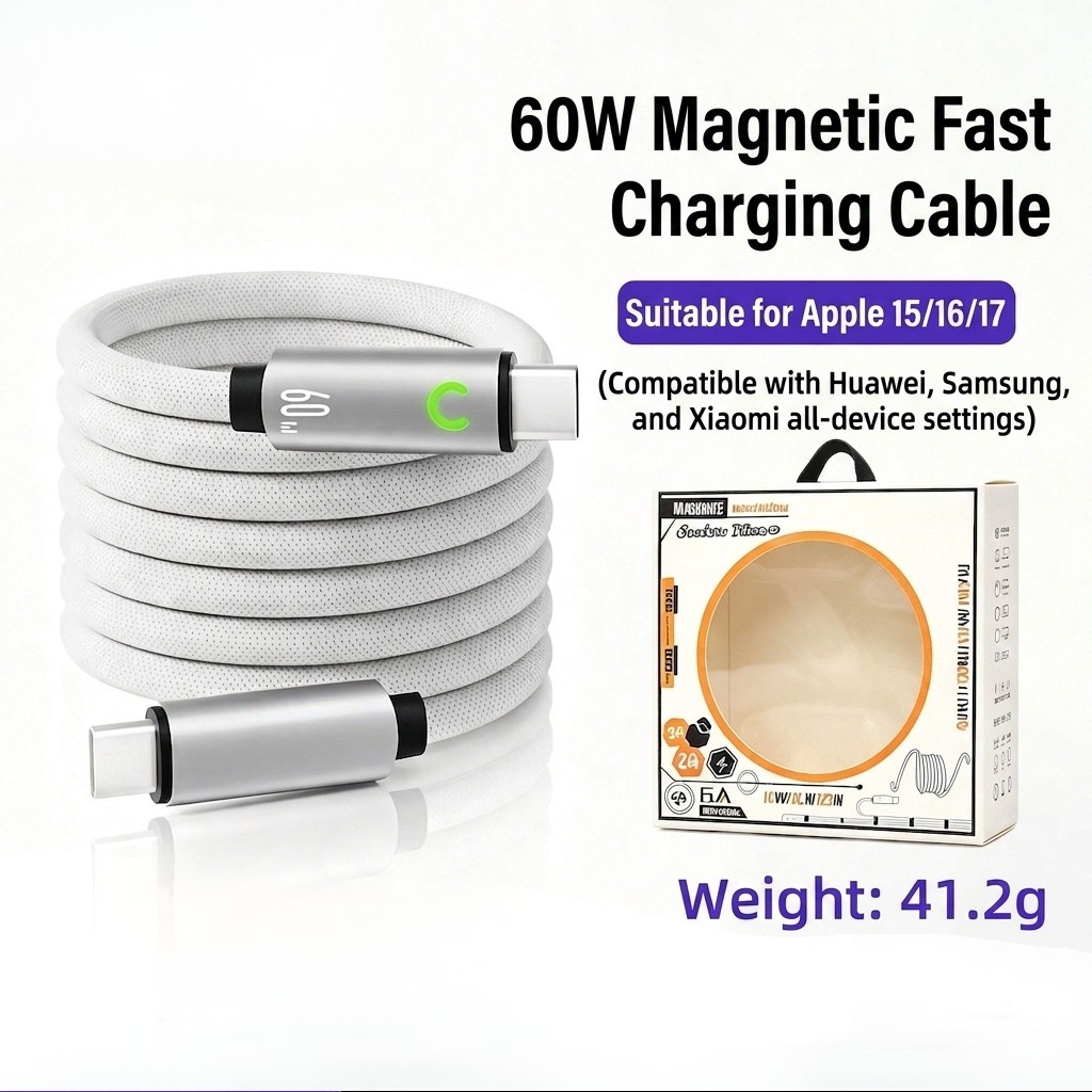 65W GaN Fast Charger, USB-C and USB-A Dual Port Wall Adapter
