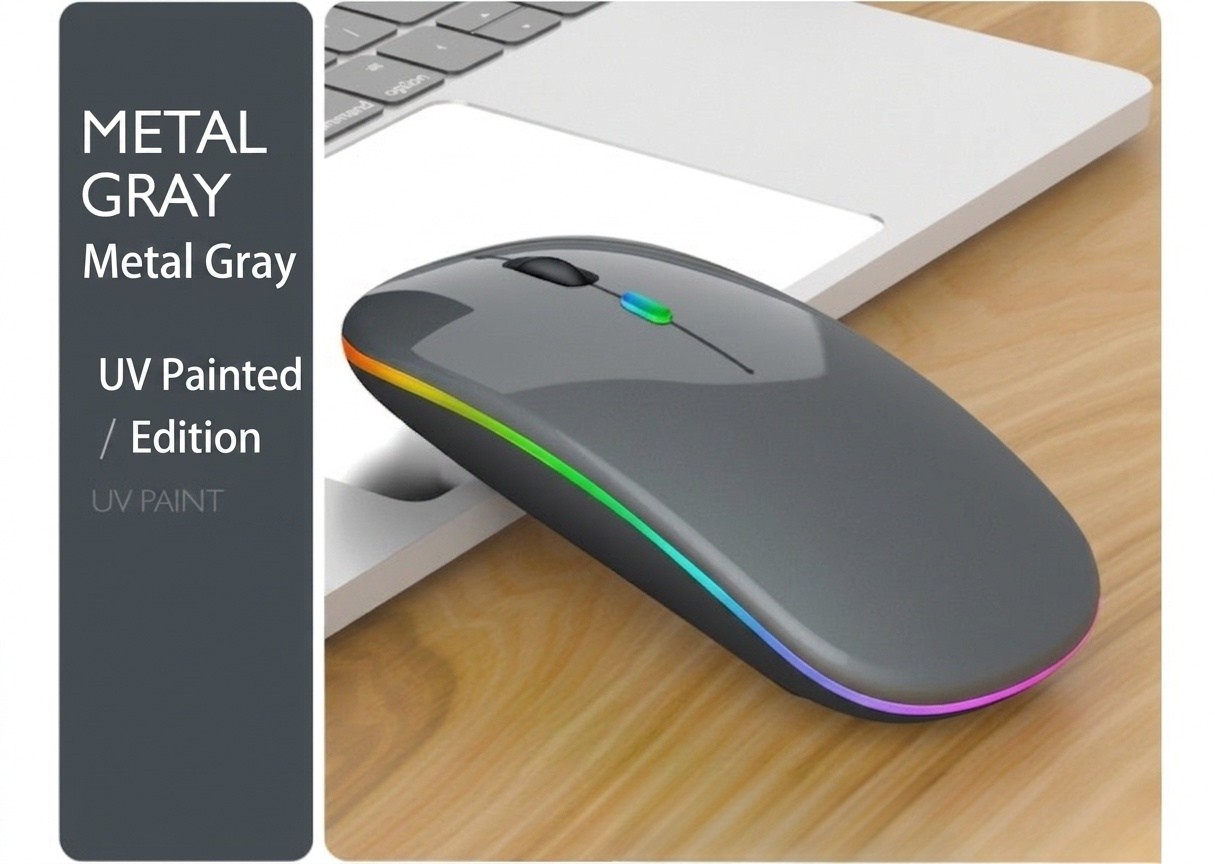 Ergonomic RGB Wireless Mouse, Dual-Mode Bluetooth 5.1 & 2.4G, 500mAh Battery