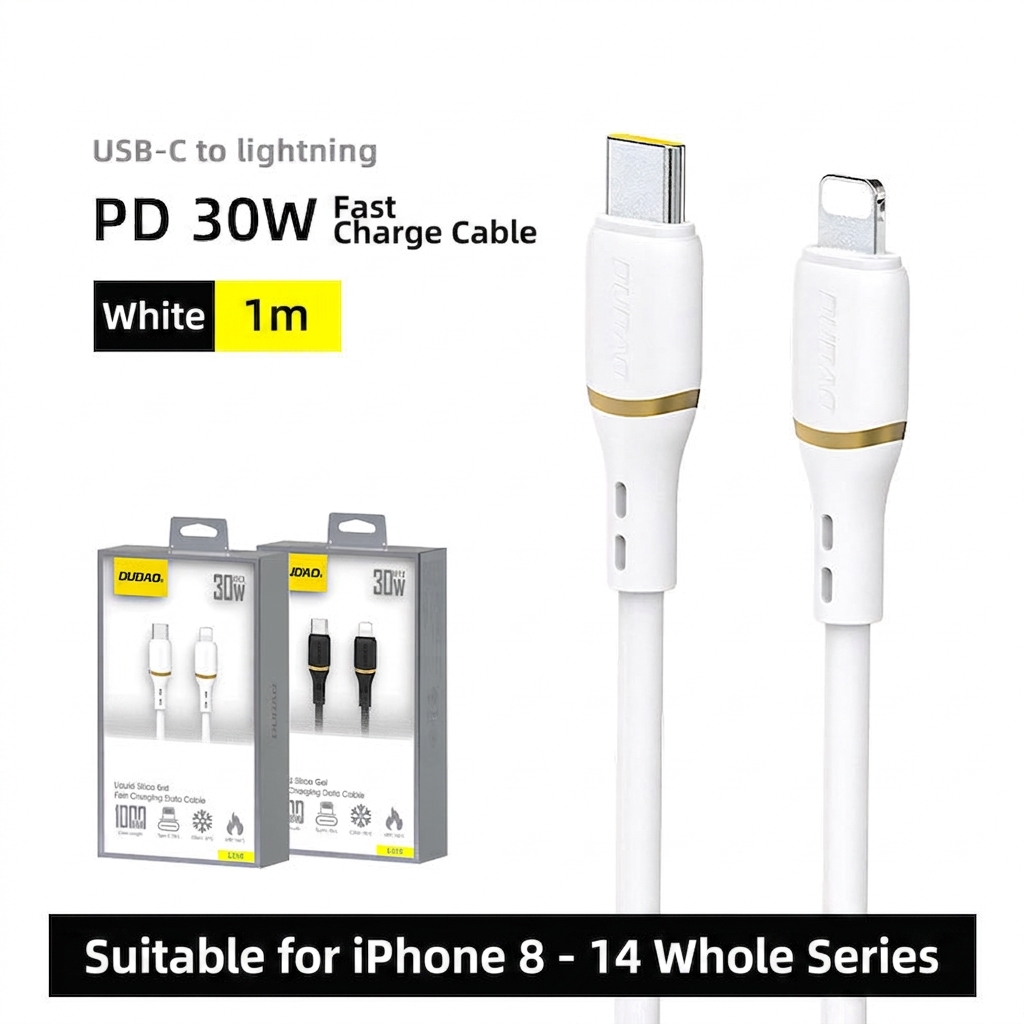 100W PD Fast Charge Braided USB-C to Lightning Data Cable, 480Mbps Transfer, 23cm, Black