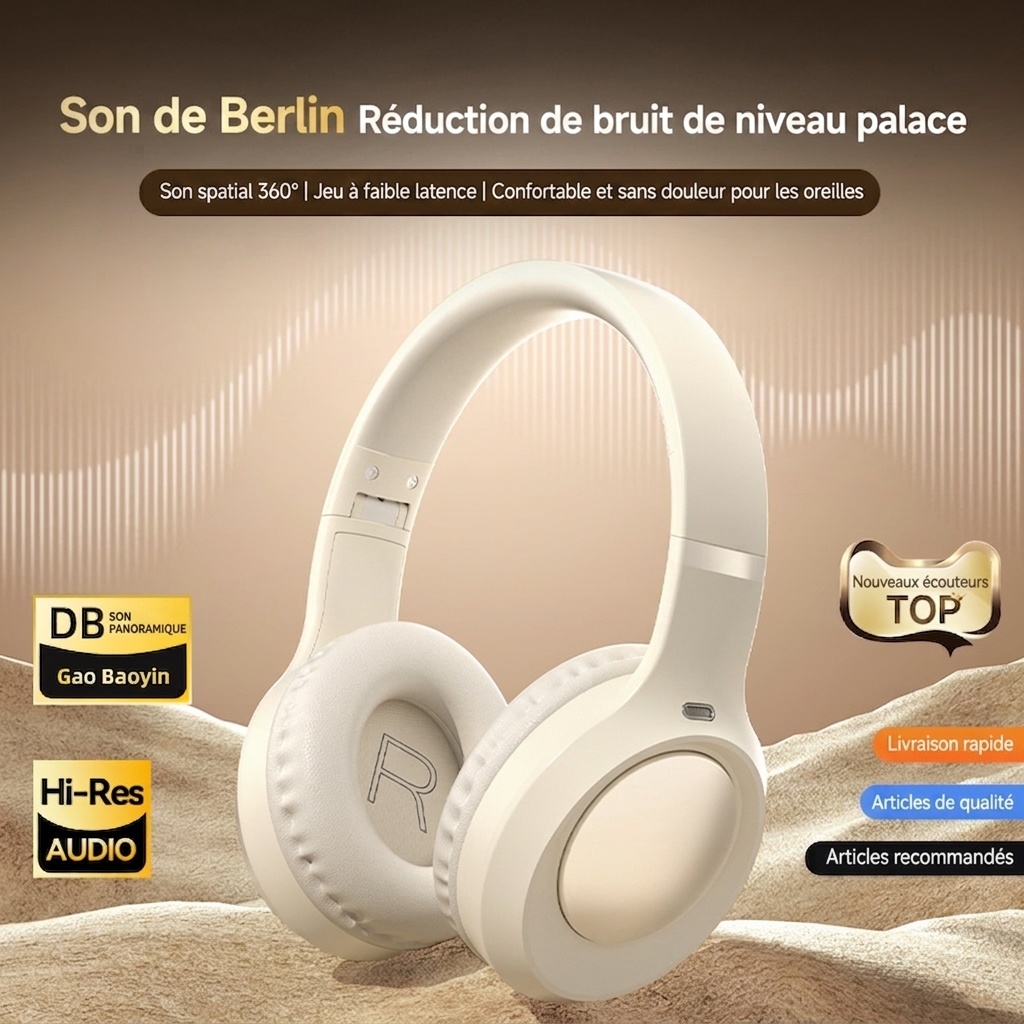 Casque sans fil Bluetooth 6.0 | Audio haute résolution et autonomie de 15 h