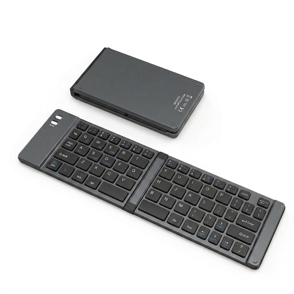 Foldable Bluetooth Keyboard & Mouse Set with 90-Hour Battery, Multi-Device