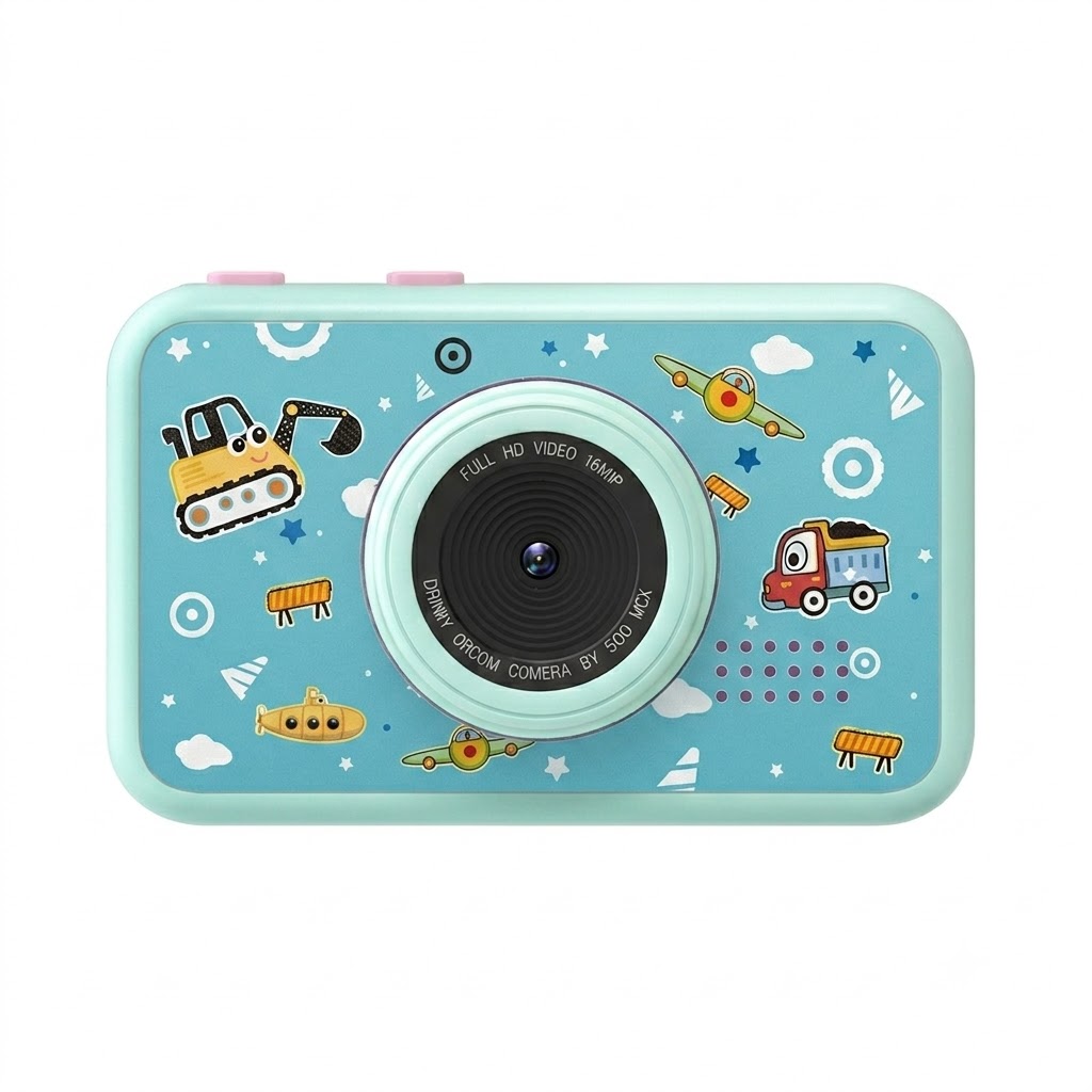 Cámara digital OurLife para niños, doble lente, video HD 1080p, cámara de juguete con diseño de dibujos animados, regalo de cumpleaños para niños y niñas.