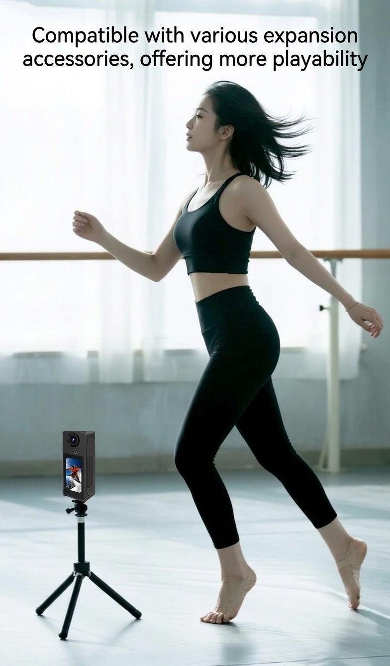 Mini cámara de acción Y1 2K HD con lente giratoria de 180° y cuerpo magnético.