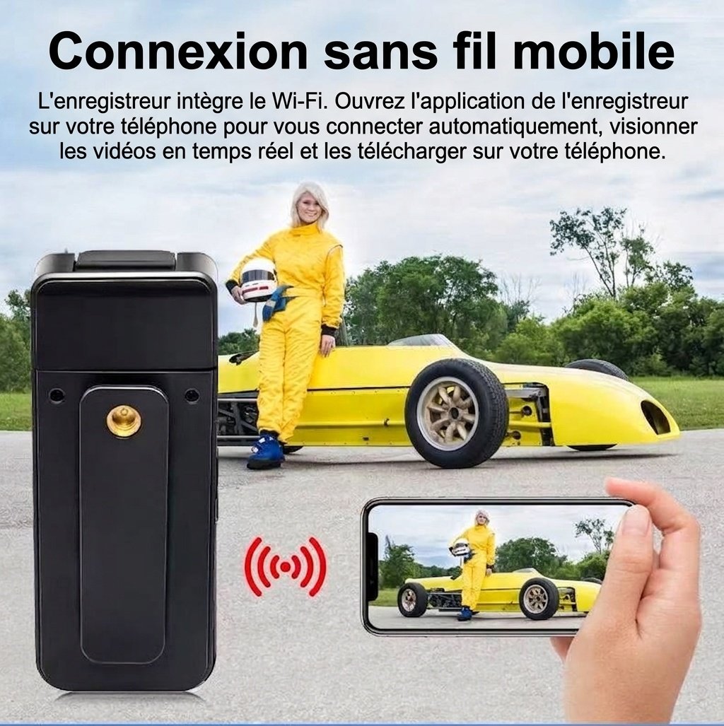 Mini caméra d'action de poche 4K avec objectif rotatif à 180°, Wi-Fi et détection de mouvement