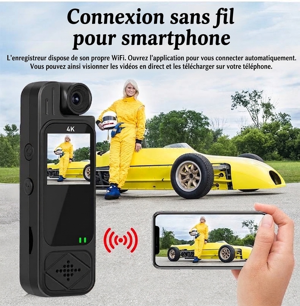 Portable 4K Action Camera 180° Rotating Lens Night Vision WiFi