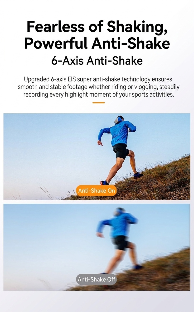 Cámara de acción OurLife 6K a 30 fps, sumergible hasta 30 m, doble pantalla, estabilización EIS, WiFi, ideal para vlogging deportivo.