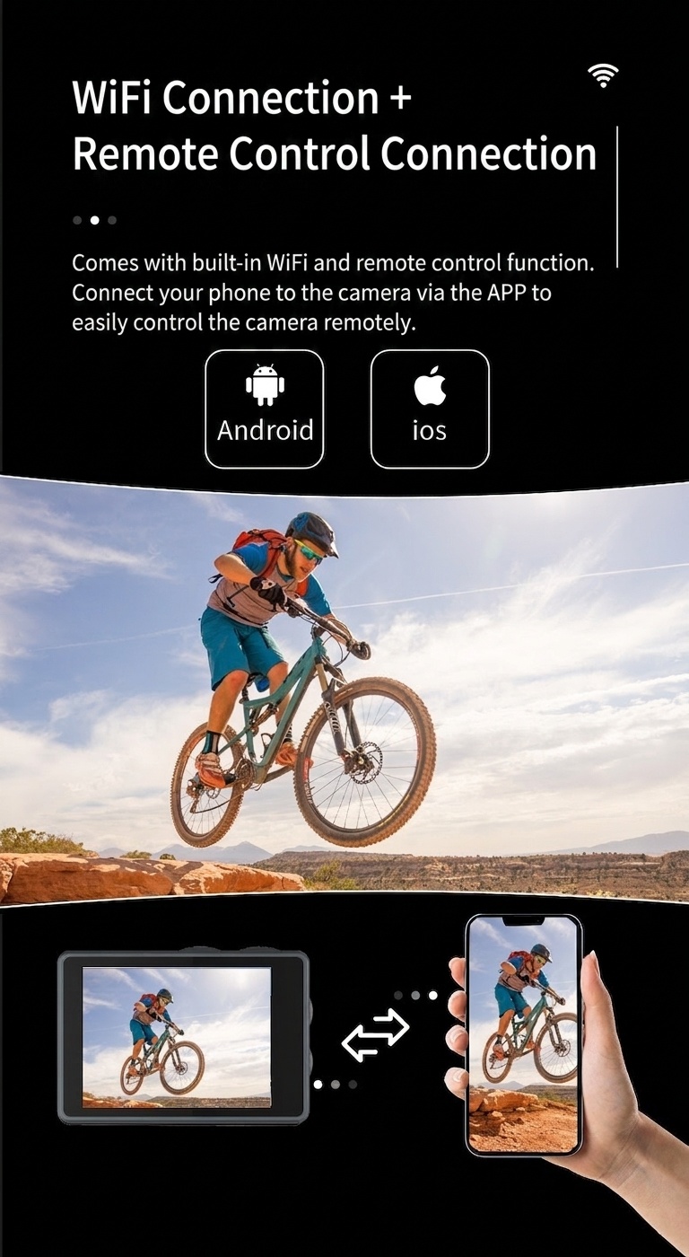 Cámara de acción OurLife 5K Ultra HD, resistente al agua hasta 30 m, EIS, doble pantalla, lente gran angular de 170°, cámara deportiva subacuática