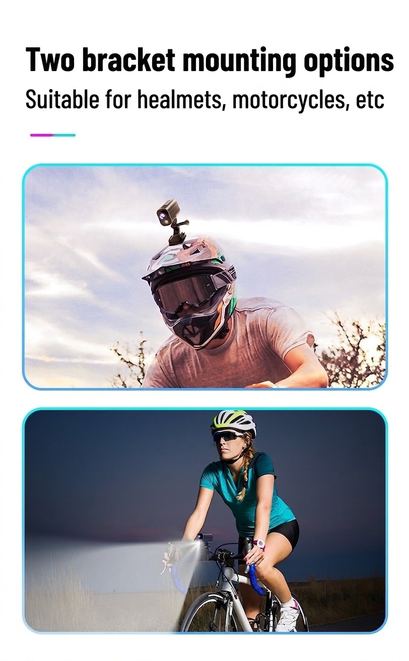 Cámara de acción OurLife 5K, resistente al agua, estabilización electrónica de imagen (EIS), WiFi, luz LED, batería de 1000 mAh, ideal para vlogs deportivos al aire libre.