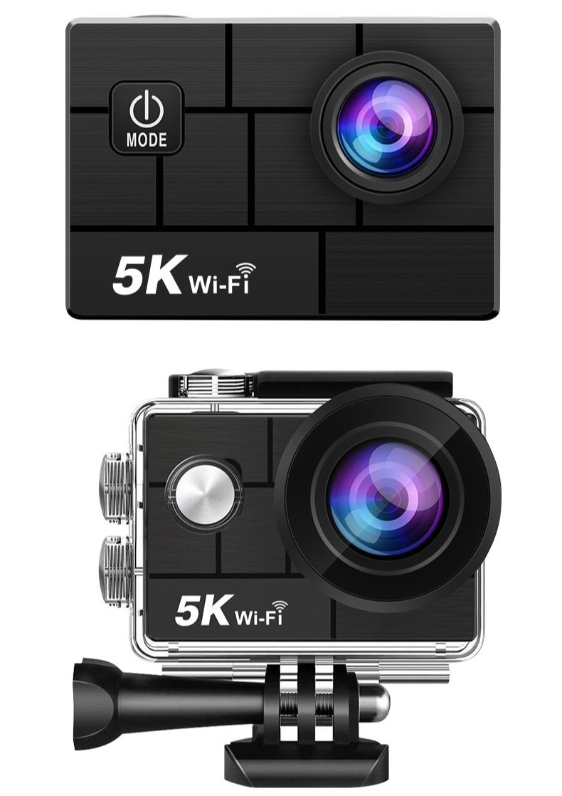 Cámara de acción 5K Ultra HD, 30 FPS, resistente al agua, estabilización electrónica de imagen de 6 ejes (EIS), WiFi, control remoto, pantalla a color dual, cámara para vlogs deportivos.