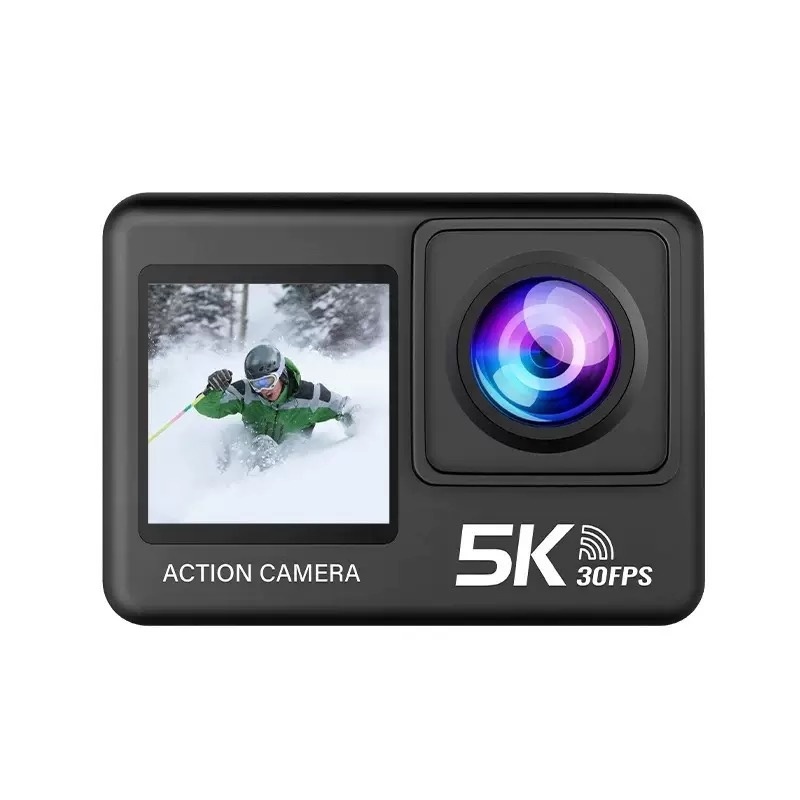Cámara de acción 5K Ultra HD, 30 FPS, resistente al agua, estabilización electrónica de imagen de 6 ejes (EIS), WiFi, control remoto, pantalla a color dual, cámara para vlogs deportivos.