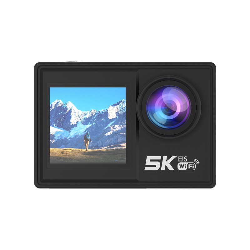 Cámara de acción OurLife 5K Ultra HD, resistente al agua hasta 30 m, estabilización EIS, doble pantalla, gran angular de 170°, cámara deportiva con pantalla táctil y WiFi.