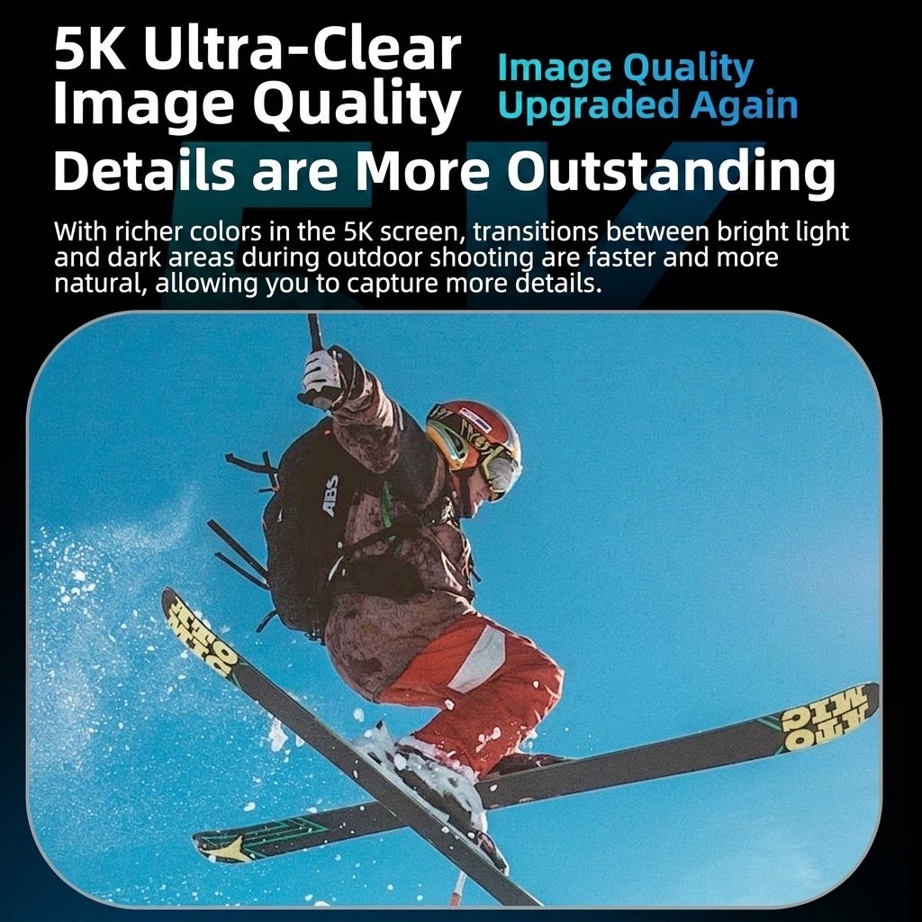 Cámara de acción OurLife 5K Ultra HD, resistente al agua hasta 30 m, estabilización EIS, doble pantalla, gran angular de 170°, cámara deportiva con pantalla táctil y WiFi.