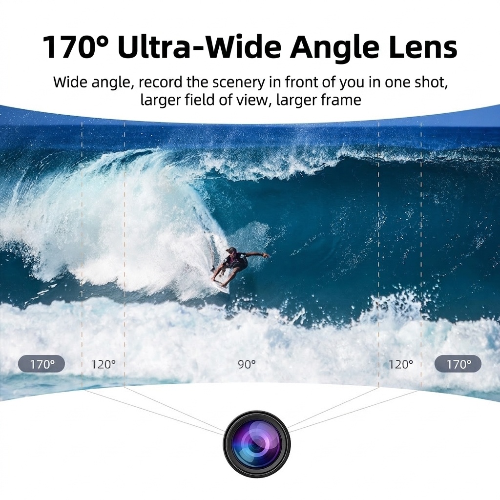 Cámara de acción 4K a 60 FPS, carcasa impermeable, doble pantalla, WiFi, 24 MP, cámara subacuática para vlogs de deportes extremos.